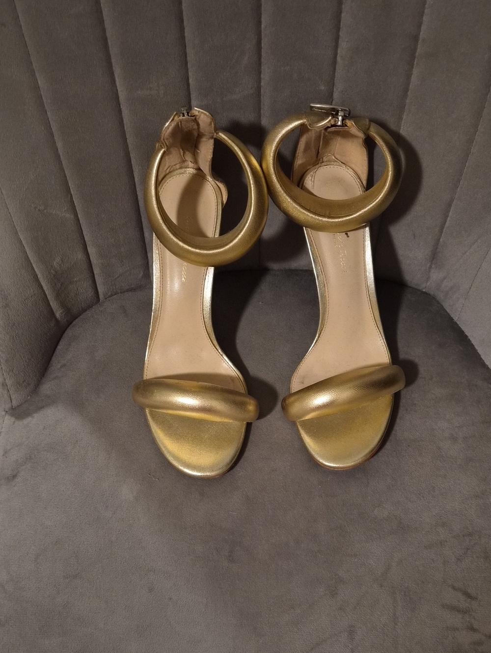 Gold Metallic Ankle-Strap Women's Sandals